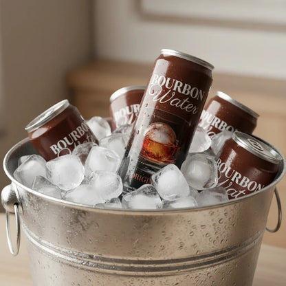 Bourbon Water cans chilling on ice