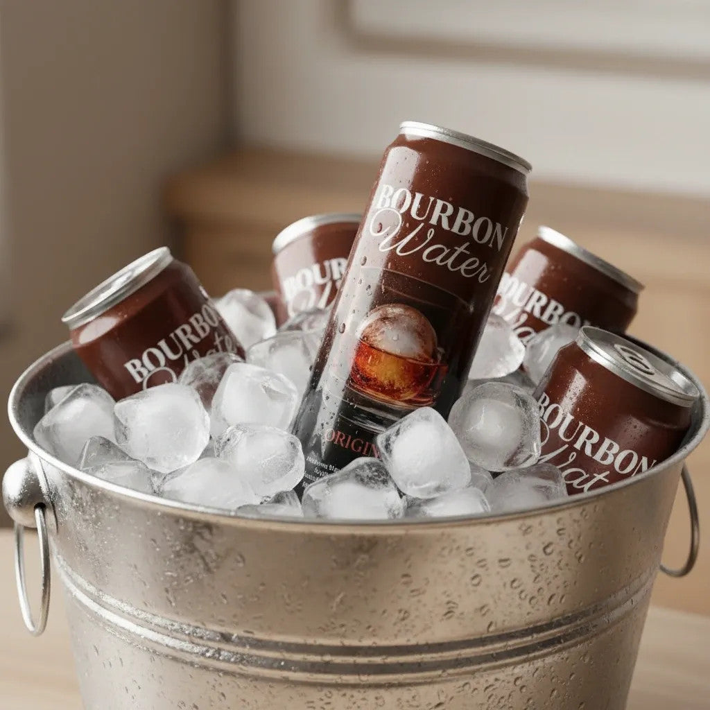 Bourbon Water cans chilling on ice