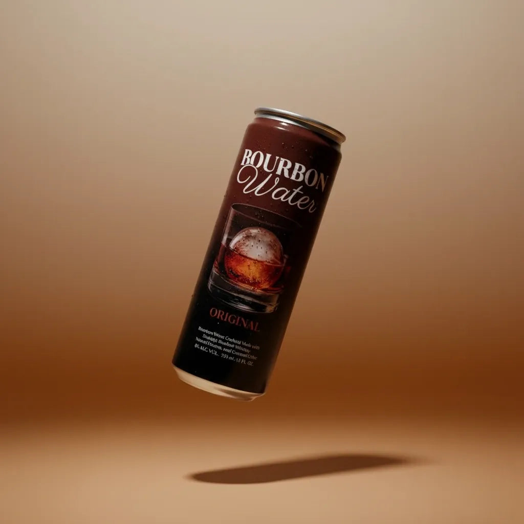 Original Bourbon Water can floating on a warm background